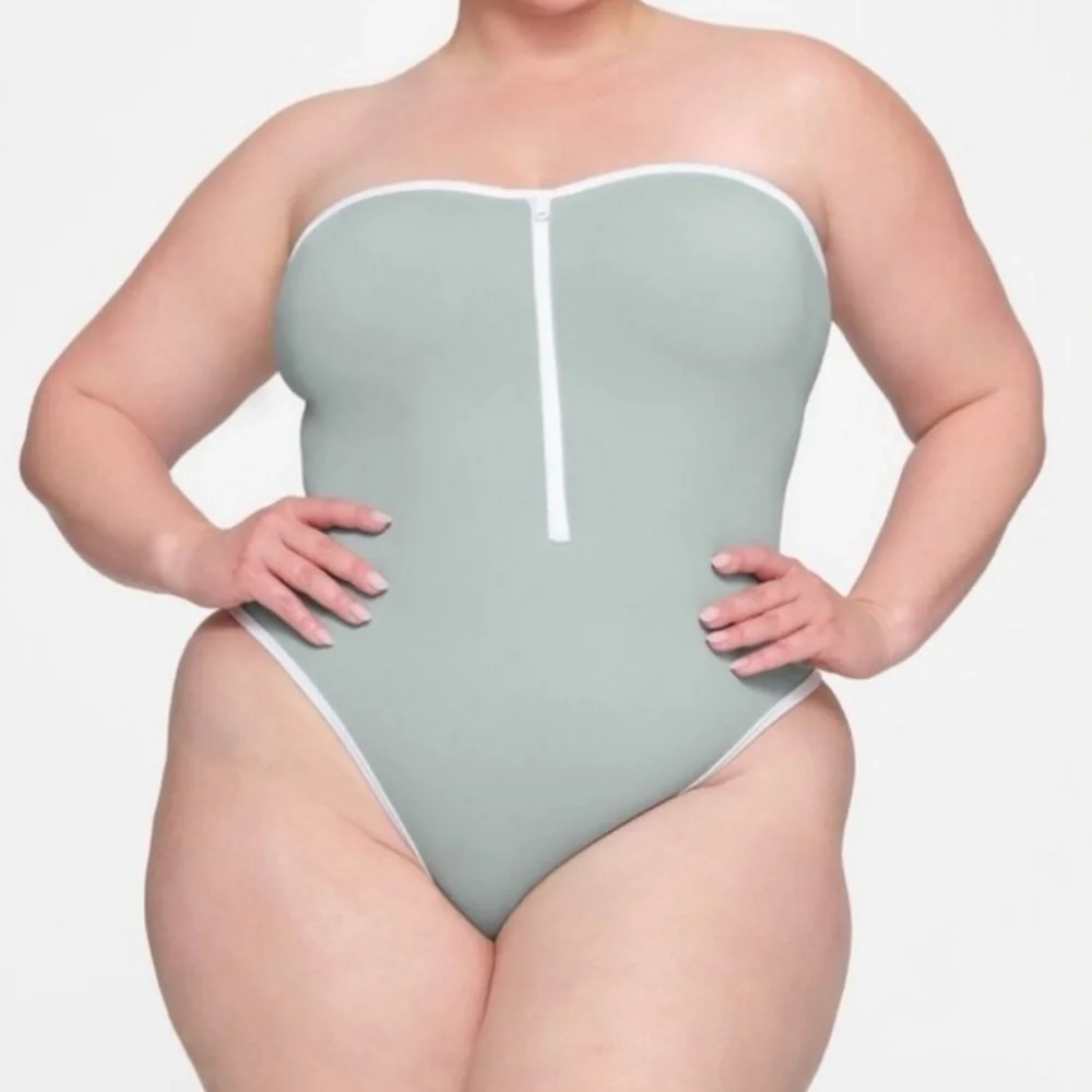 SKIMS Sporty Zipper Swim Strapless One-Piece
